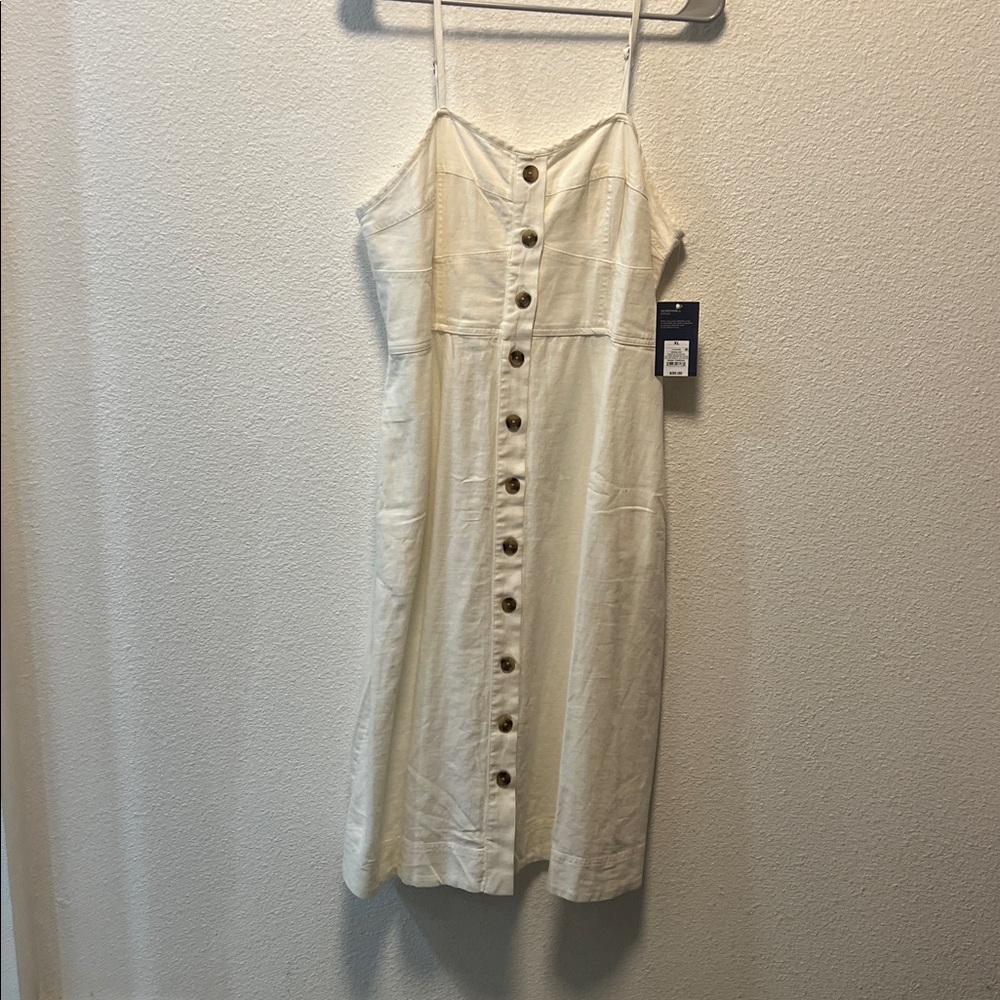Cream Button-Down Midi Dress